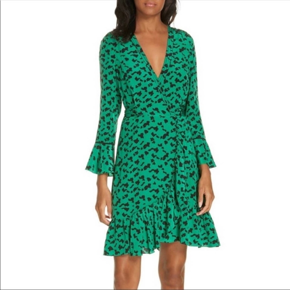 Tanya Taylor Nomi Green Silk Wrap Dress 4 - Picture 4 of 11
